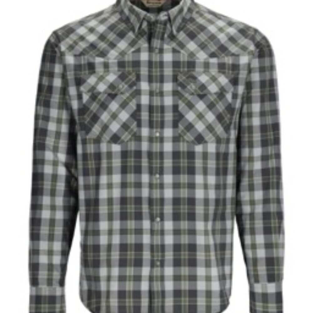 Simms Green and Gray Plaid Fishing Shirt